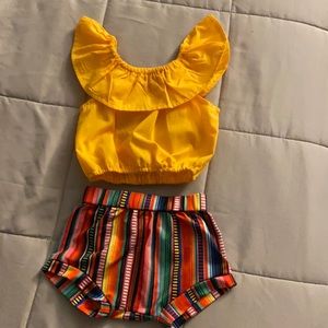 Baby Girl Ruffle Top & Striped Shorts